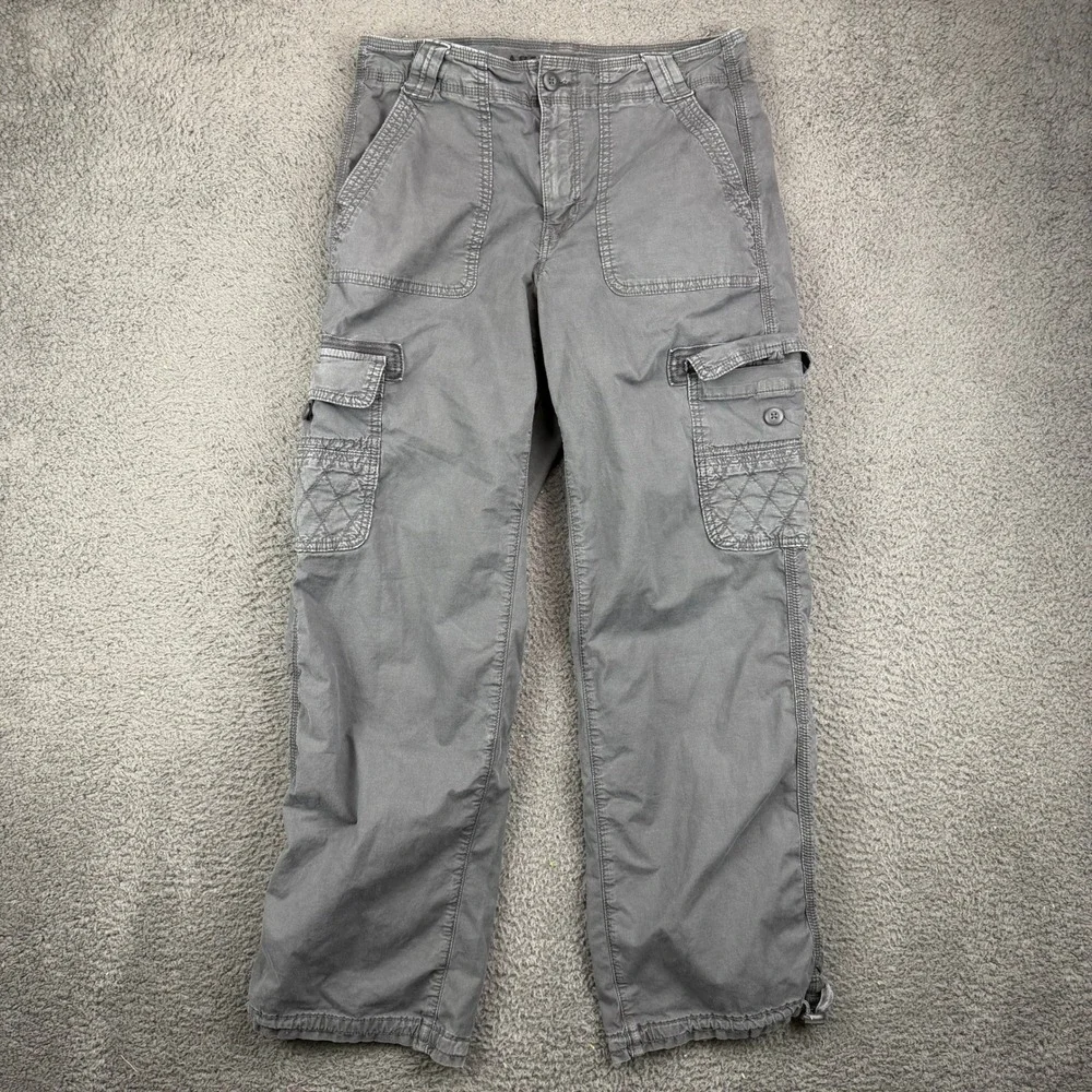 American Eagle‎ Baggy Jogger Cargo Pants Womens 4 Gray Stretch Utility 10329